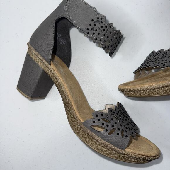 Rieker Women’s Rhinestone Embellished Heel Sandal Gray Size 39 - Picture 4 of 7